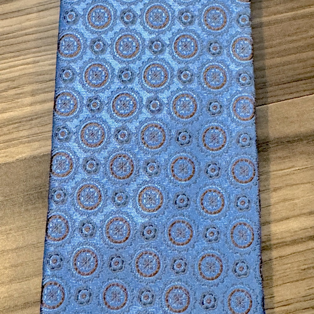 Brooks Brothers Silk Ice Blue Brown Textured Geometric Tie NWT